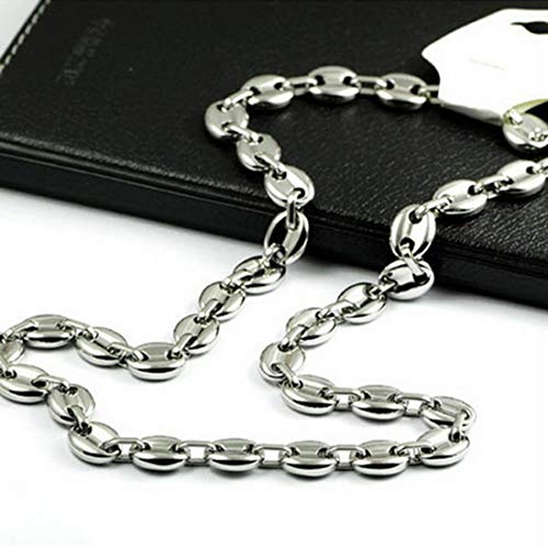 KTS Popular Mens Womens Link Chain Stainless Steel 7/9/11mm Silver Coffee Bean Chain Necklace Or Bracelet Silver Necklace 7-40inch - (Metal Color: 7mm; Main Stone Color: 20inch or 50cm)