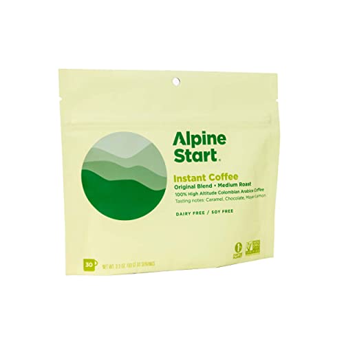 Alpine Start Premium Instant Coffee, Medium Roast Original Blend Arabica Coffee, Dairy, Soy & Gluten Free 30 Servings, 3.3 oz (Pack of 1)