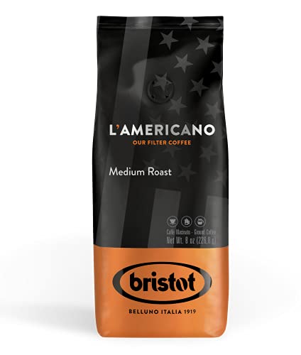 Bristot L‘americano Filter Coffee | Medium Roast Ground Filter Coffee | For Pour-over/French Press/Drip Coffee | 8oz/226.8