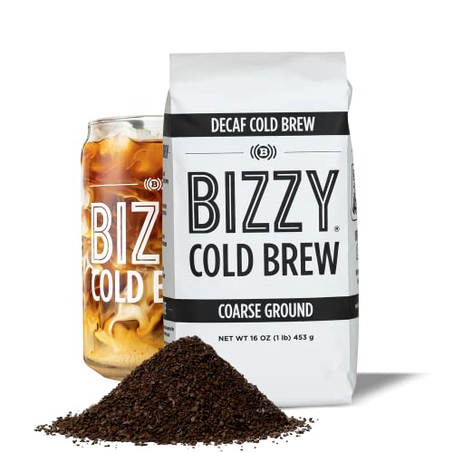 Bizzy Cold Brew Coffee | Decaf Blend | Water Process | Coarse Ground Coffee | Micro Sifted | Specialty Grade | 100% Arabica | 1 LB