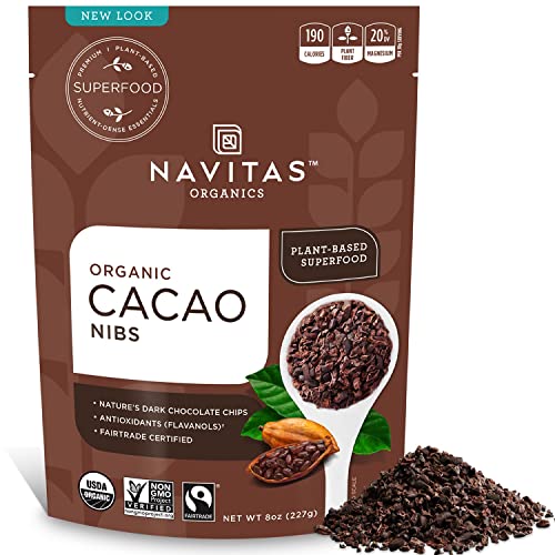 Navitas Organics Raw Cacao Nibs, 8 oz. Bag, 76 Servings — Organic, Non-GMO, Fair Trade, Gluten-Free