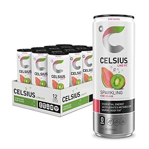 CELSIUS Sparkling Kiwi Guava, Functional Essential Energy Drink 12 Fl Oz (Pack of 12)