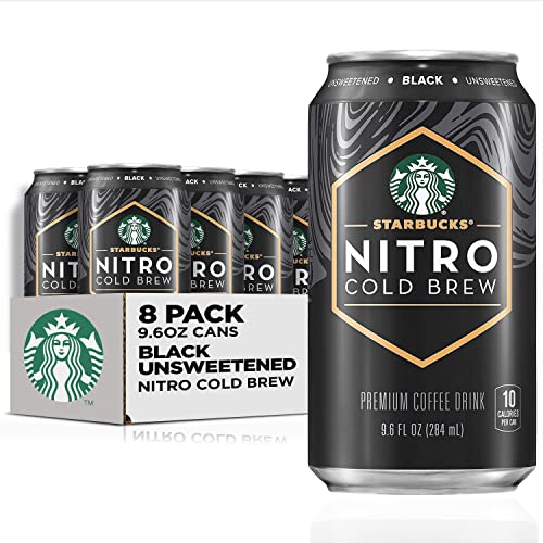 Starbucks Nitro Cold Brew, Black Unsweetened, 9.6 fl oz Can (8 Pack) (Packaging May Vary)