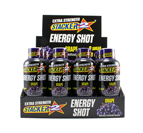 Stacker 2 Extreme Energy Shot Extra Strength, Grape, 2 Fluid Ounce (Pack of 12)