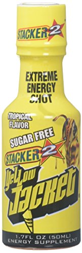 Yellow Jacket Stacker 2 Extreme Energy Shots Tropical Flavor Sugar Free 10pk 1.7oz.