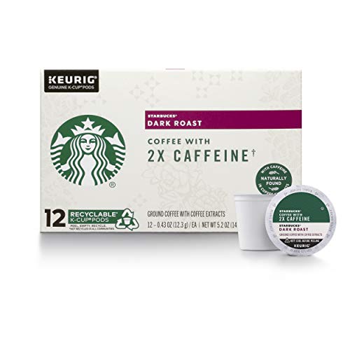 Starbucks Dark Roast K-Cup Coffee Pods with 2X Caffeine — for Keurig Brewers — 4 boxes (48 pods total), 48 Count