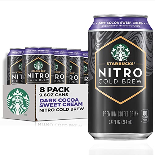 Starbucks RTD Coffee, Nitro Cold Brew, Dark Cocoa Sweet Cream, 9.6oz Cans (8 Pack)