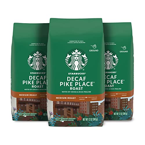 Starbucks Ground Coffee—Medium Roast Coffee—Decaf Pike Place Roast—100% Arabica—3 bags (12 oz each)