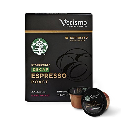 Starbucks Decaf Dark Roast Verismo Coffee Pods — Espresso Roast for Verismo Brewers, 12 Count (Pack of 6)