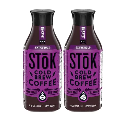 SToK Cold Brew Coffee, Extra Bold Unsweetened, 48oz Bottles, Pack of 2