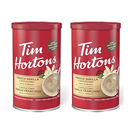 Tim Hortons French Vanilla Cappuccino Beverage Mix – Two 16oz Cans - Imported from Canada