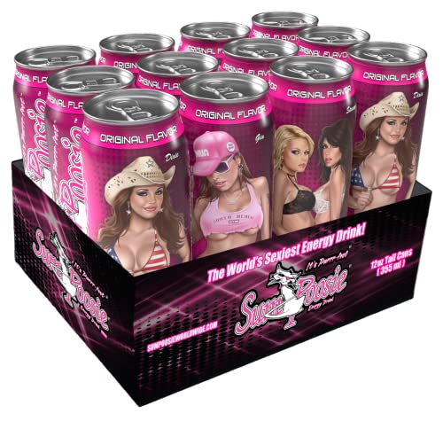 Sum Poosie Energy Drink, Original Cherry Flavor, Ultra Sexy Models, 12 fl. oz. (Case of 12)