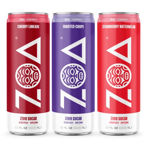 ZOA Zero Sugar Energy Drinks - New Flavors Variety Pack, 12 Fl Oz (36-Pack)